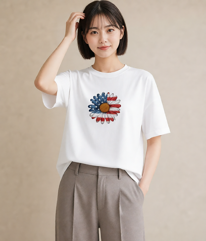 Tシャツ レディース マーガレット 花 花柄 イラスト ゆるかわ 送別ギフト 通勤 白T YMAZO