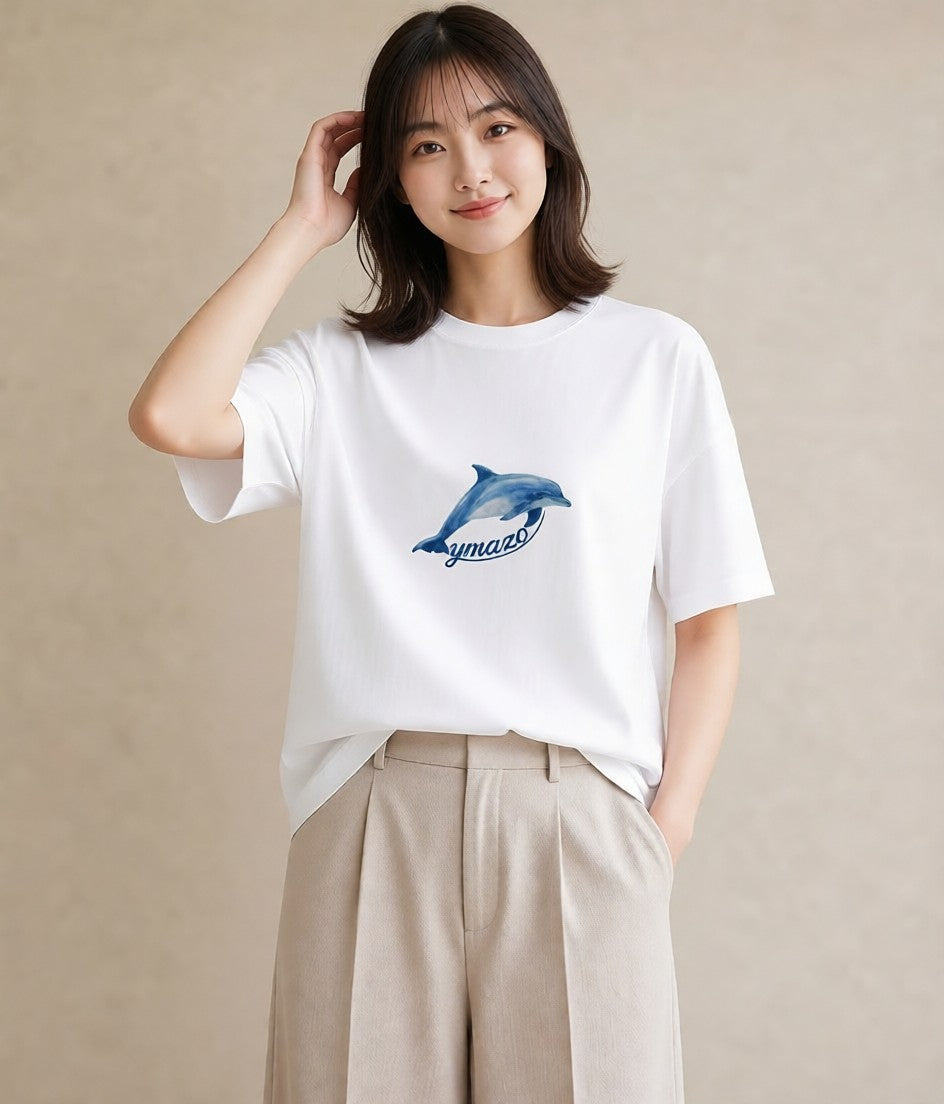 Tシャツ レディース サメ 海の生き物 海 イラスト 旅行コーデ 春コーデ 姉妹 白T YMAZO