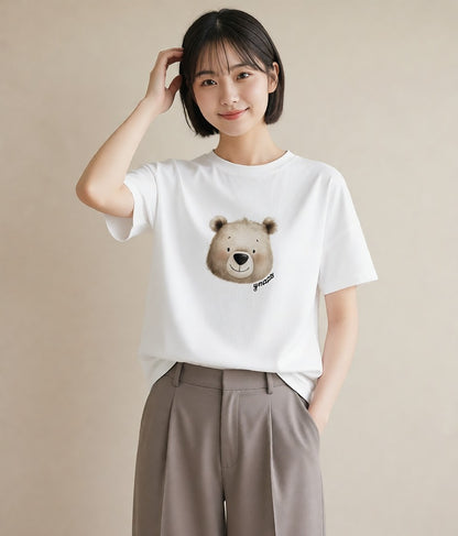 プリントTシャツ レディース ナマケモノ 動物 アニマル イラスト レトロ カフェ服 クリスマス 白T YMAZO