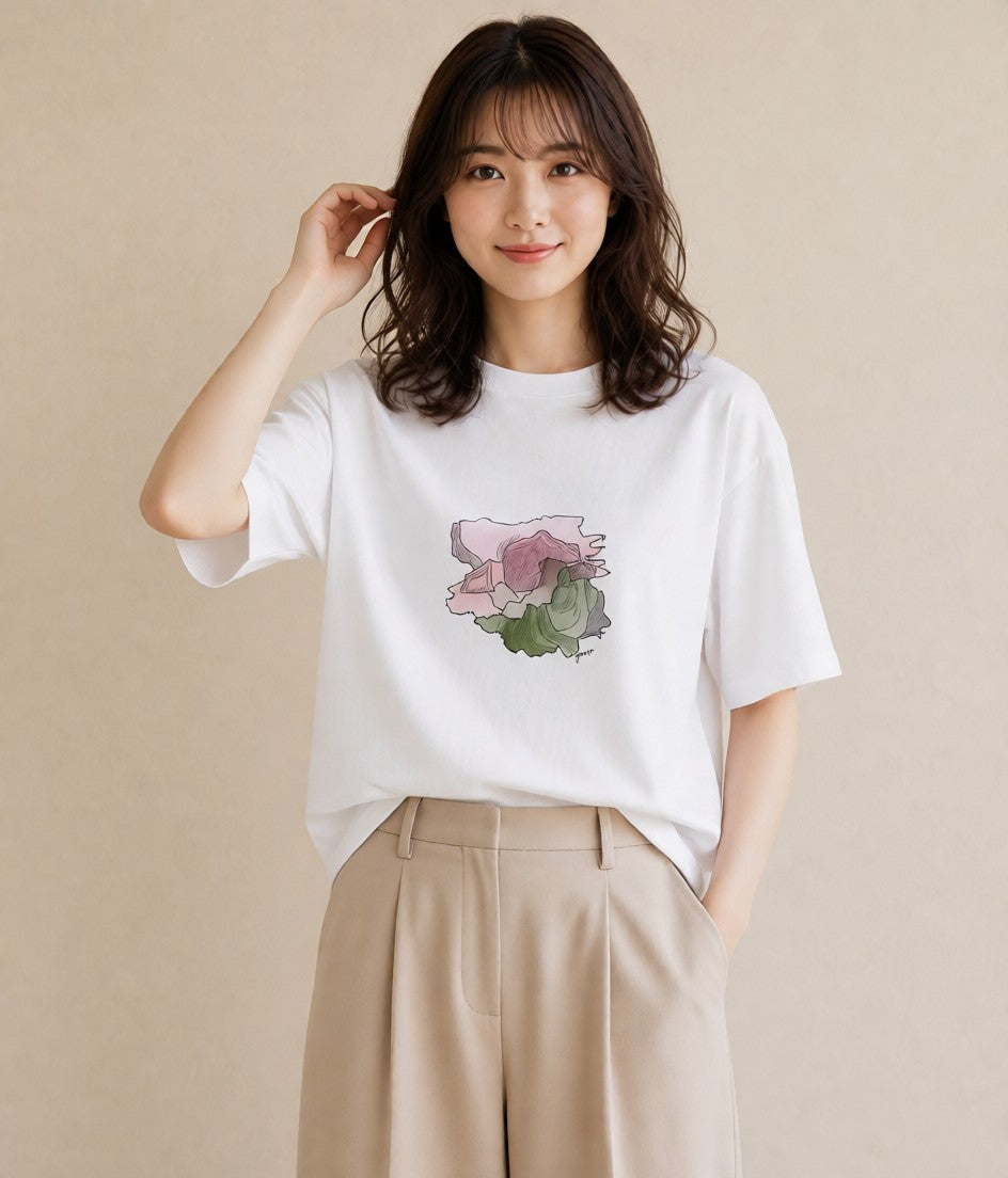 プリントTシャツ レディース わたあめ 食べ物 フード イラスト シンプル ミセス 春コーデ 白T YMAZO