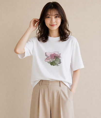 プリントTシャツ レディース わたあめ 食べ物 フード イラスト シンプル ミセス 春コーデ 白T YMAZO