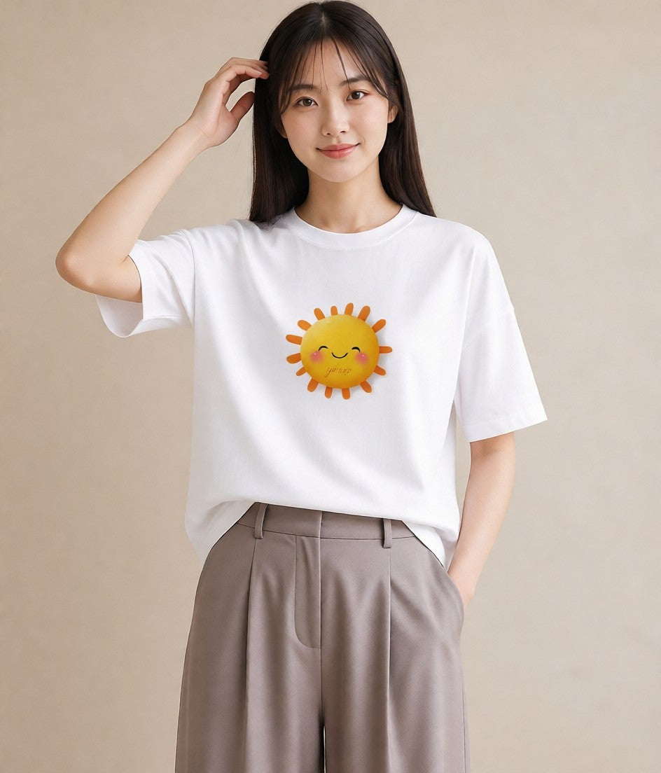 グラフィックTシャツ レディース 太陽 星空 宇宙 イラスト ガーリー 姉妹 送別ギフト 白T YMAZO