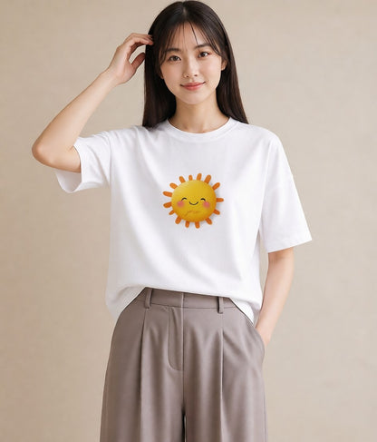 グラフィックTシャツ レディース 太陽 星空 宇宙 イラスト ガーリー 姉妹 送別ギフト 白T YMAZO