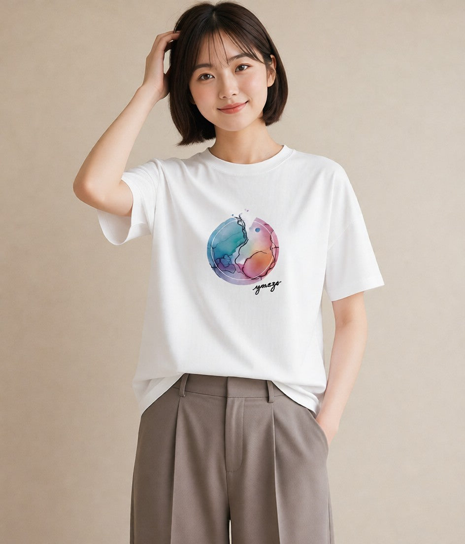 Tシャツ レディース 魚座 星空 宇宙 イラスト ヴィンテージ風 旅行用 海 白T YMAZO