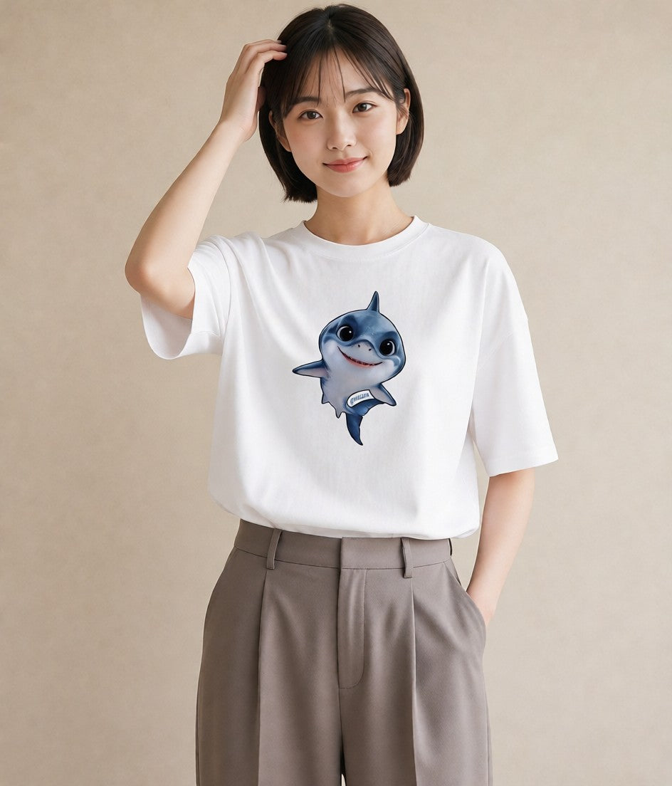 半袖Tシャツ レディース ジンベエザメ 海の生き物 海 イラスト 休日コーデ 通学 誕生日プレゼント 白T YMAZO