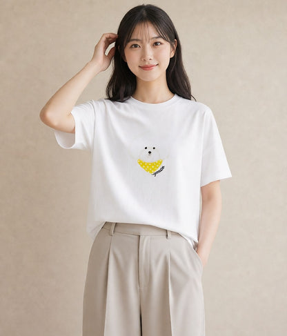 デザインTシャツ レディース ビションフリーゼ 犬 いぬ イラスト アート風 ギフト 母の日 白T YMAZO
