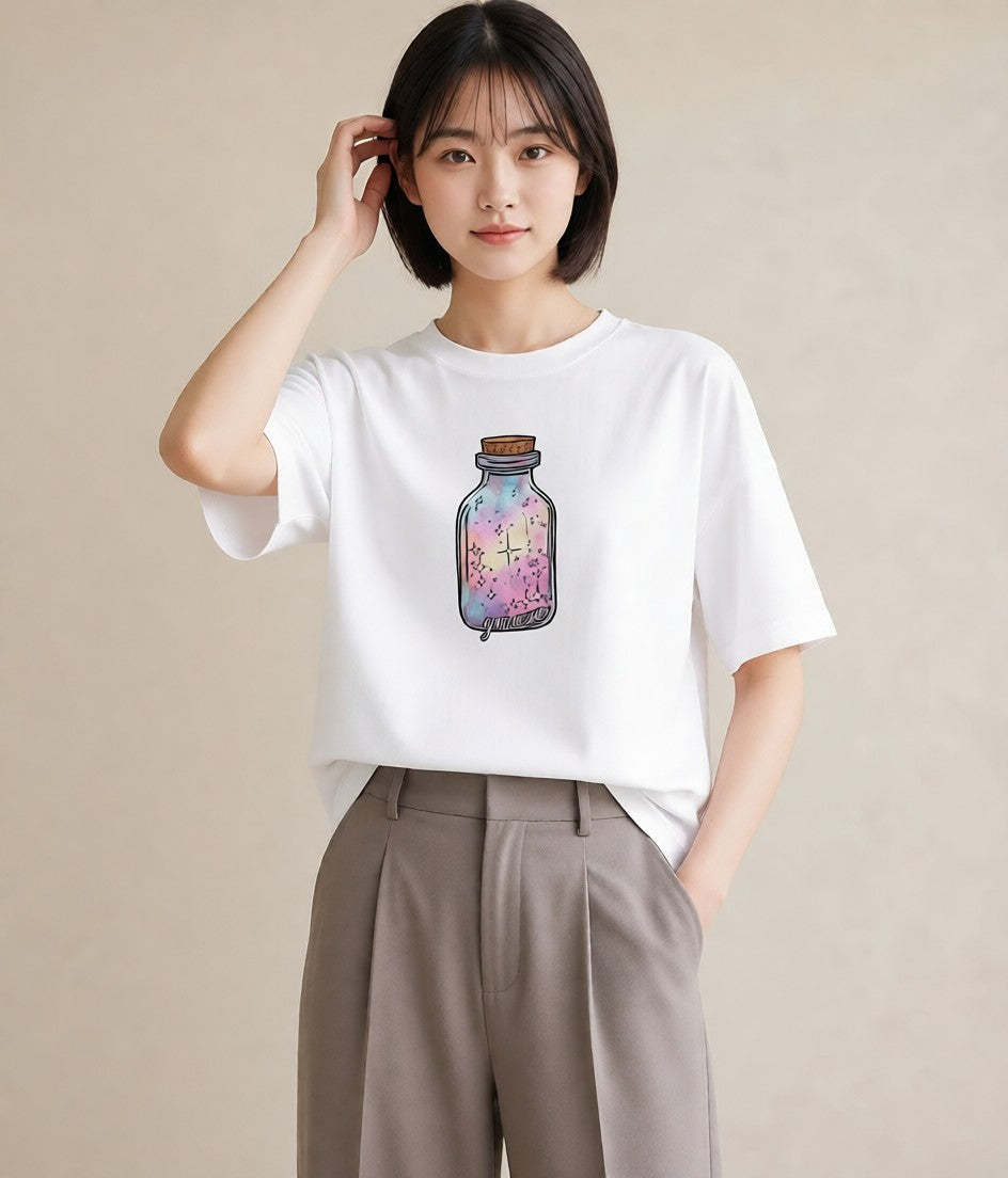 デザインTシャツ レディース ミルク 食べ物 フード イラスト きれいめカジュアル 自分用 ルームウェア 白T YMAZO