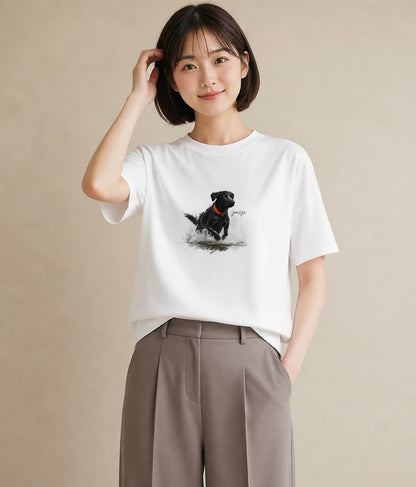 Tシャツ レディース ラブラドールレトリバー 犬 いぬ イラスト ラフ おしゃれギフト 社会人 白T YMAZO