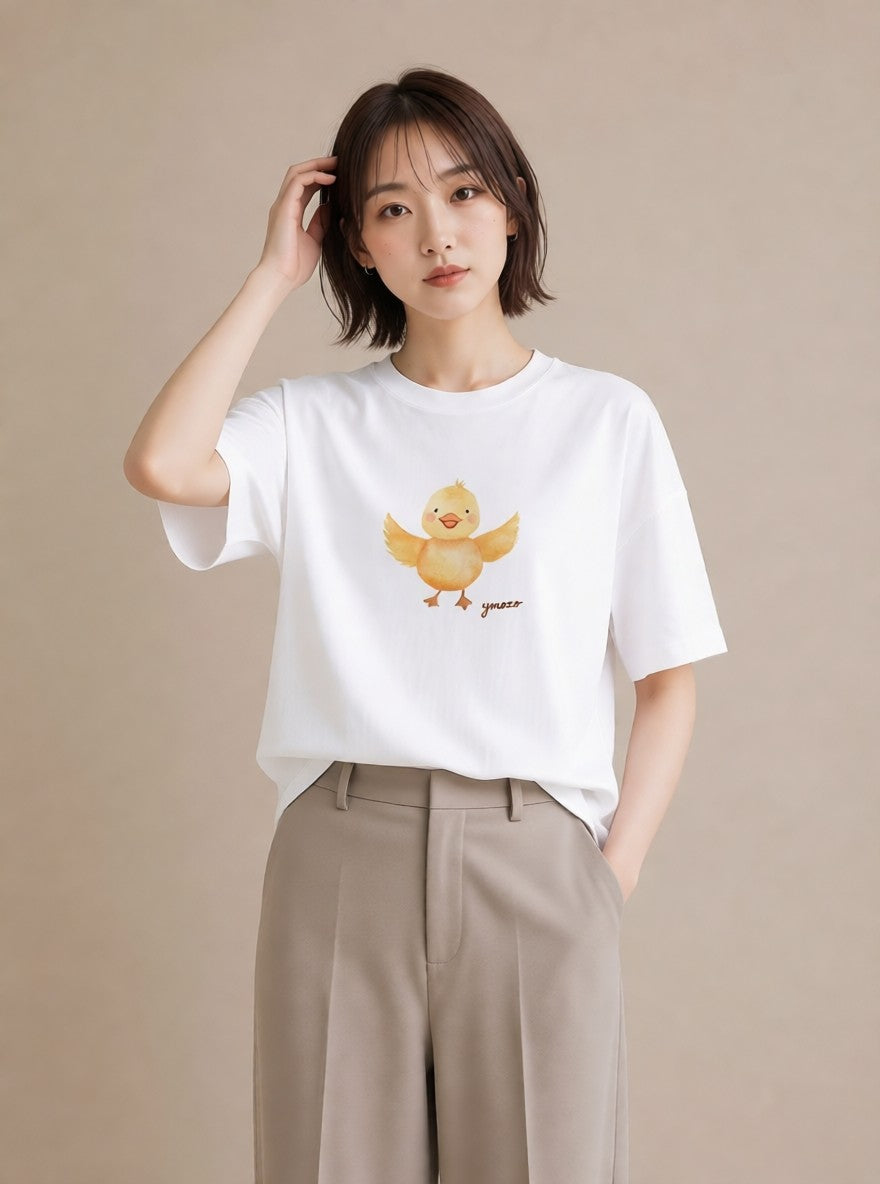 半袖Tシャツ レディース シマエナガ しまえなが 動物 アニマル イラスト 旅行コーデ 旅行 母娘コーデ 白T YMAZO