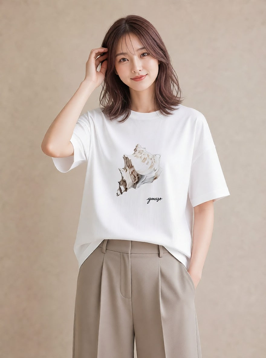 プリントTシャツ レディース かたつむり 昆虫 虫 イラスト 上品 敬老の日 ホワイトデー 白T YMAZO
