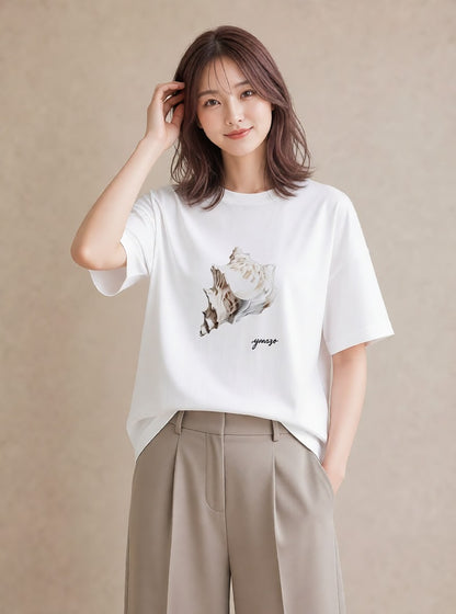 プリントTシャツ レディース かたつむり 昆虫 虫 イラスト 上品 敬老の日 ホワイトデー 白T YMAZO