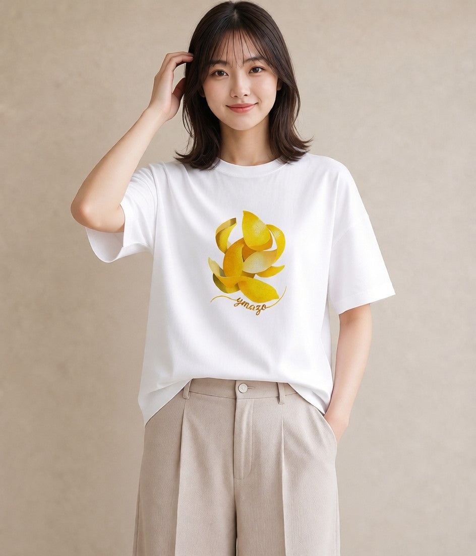 Tシャツ レディース バナナ 食べ物 フード イラスト シック 公園 ママ 白T YMAZO