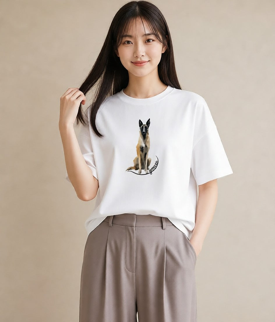 グラフィックTシャツ レディース ジャーマンシェパード 犬 いぬ イラスト ボタニカル 秋コーデ おしゃれギフト 白T YMAZO