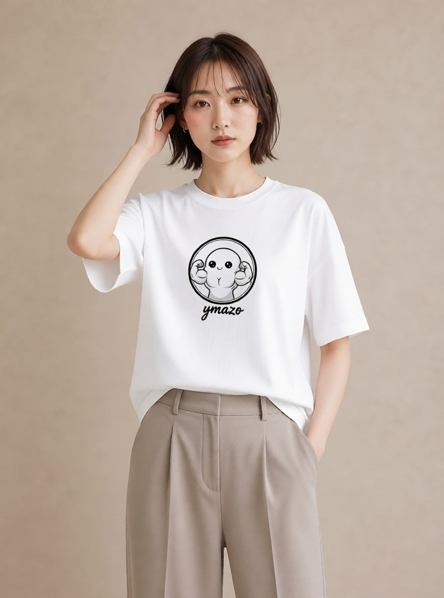 グラフィックTシャツ レディース パールピアス アクセサリー ナチュラル アンティーク イラスト ヴィンテージ風 カフェ服 クリスマス 白T YMAZO