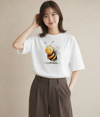 Tシャツ レディース ハニー 食べ物 フード イラスト 韓国風 誕生日プレゼント 綿100 白T YMAZO