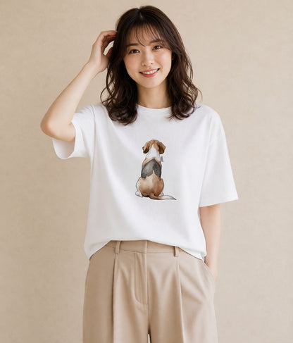 Tシャツ レディース ビーグル 犬 いぬ イラスト 敬老の日 ホワイトデー 白T YMAZO