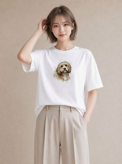 グラフィックTシャツ レディース 愛犬 犬 いぬ イラスト 個性的 親子 20代 白T YMAZO