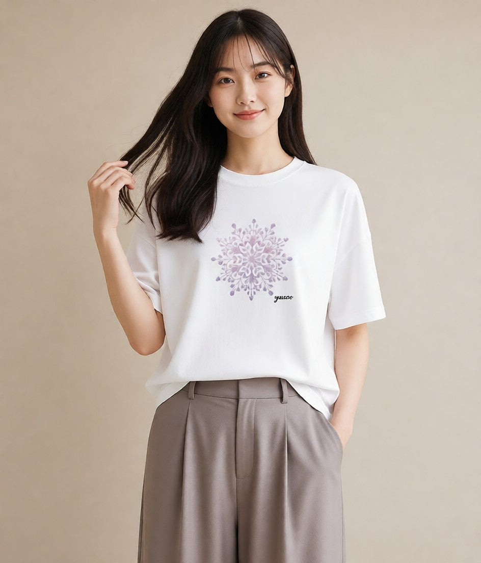 Tシャツ レディース レースハンカチ レース ハンカチ ナチュラル アンティーク イラスト お揃い 親子 白T YMAZO