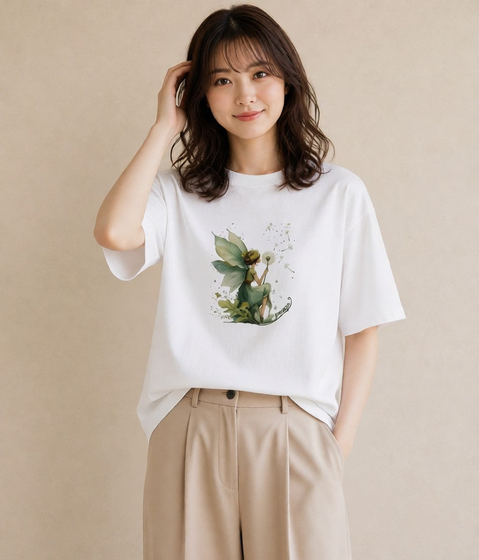 半袖Tシャツ レディース たんぽぽ 花 花柄 イラスト 抜け感 敬老の日 ホワイトデー 白T YMAZO