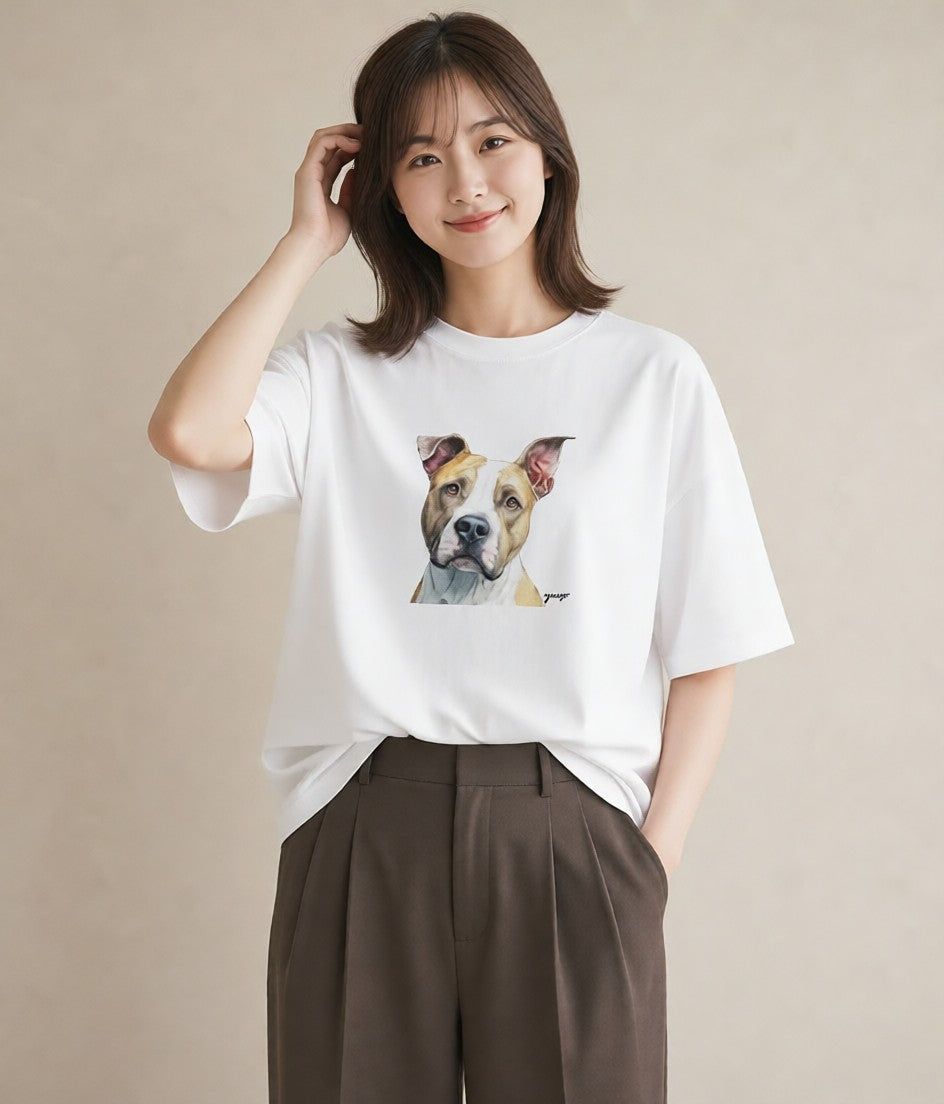 半袖Tシャツ レディース ミックス犬 犬 いぬ イラスト 休日コーデ 旅行 母娘コーデ 白T YMAZO
