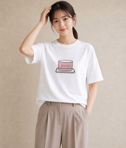 Tシャツ レディース スイーツ お菓子 デザート イラスト 公園 ママ 白T YMAZO