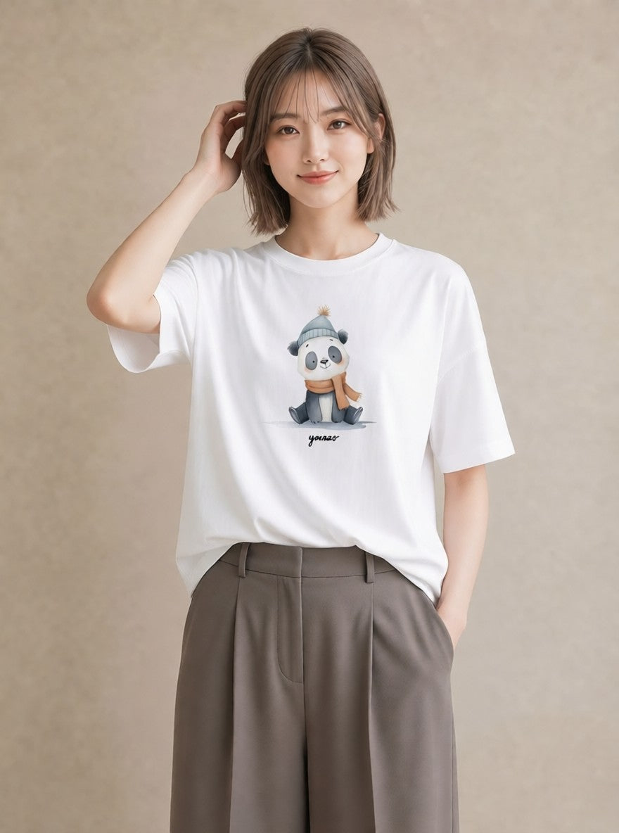 Tシャツ レディース レッサーパンダ 動物 アニマル イラスト きれいめカジュアル 夏コーデ 通学 白T YMAZO
