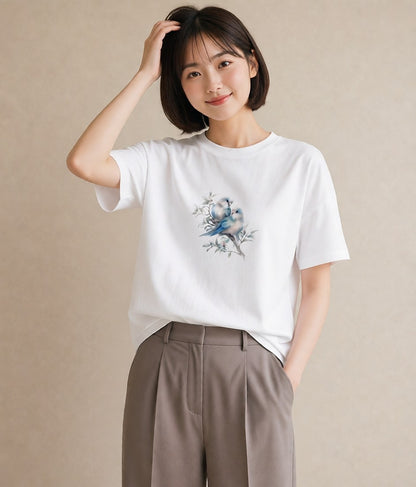 グラフィックTシャツ レディース インコ ペット 動物 イラスト ラフ 通勤 在宅 白T YMAZO