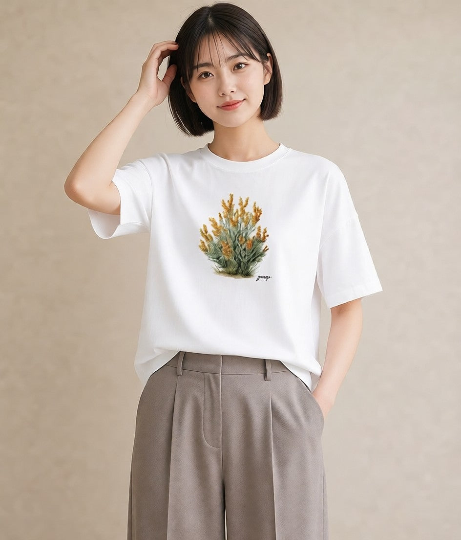 Tシャツ レディース 苔 植物 ボタニカル イラスト きれいめカジュアル 女子会 お揃い 白T YMAZO