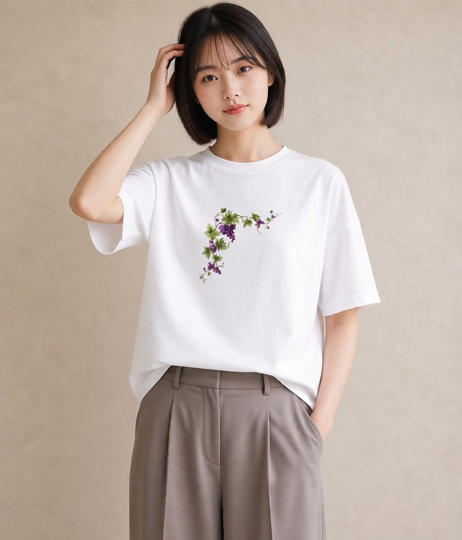 Tシャツ レディース つる 植物 ボタニカル イラスト ミニマル 女性向けギフト 散歩 白T YMAZO