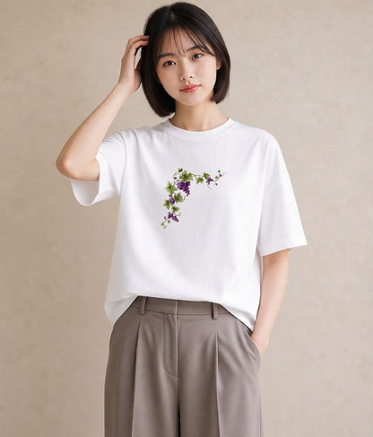 Tシャツ レディース つる 植物 ボタニカル イラスト ミニマル 女性向けギフト 散歩 白T YMAZO