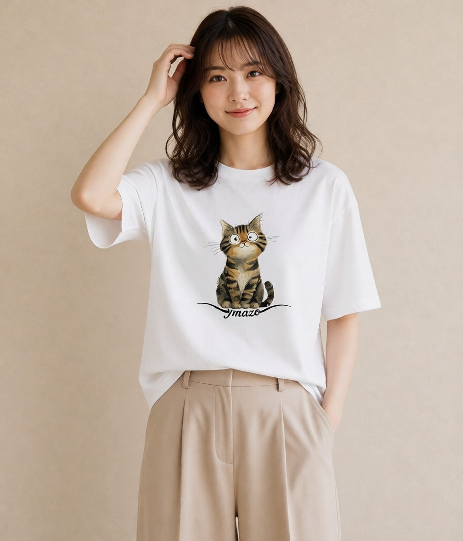グラフィックTシャツ レディース 子猫 猫 ねこ イラスト 旅行コーデ 旅行 母娘コーデ 白T YMAZO