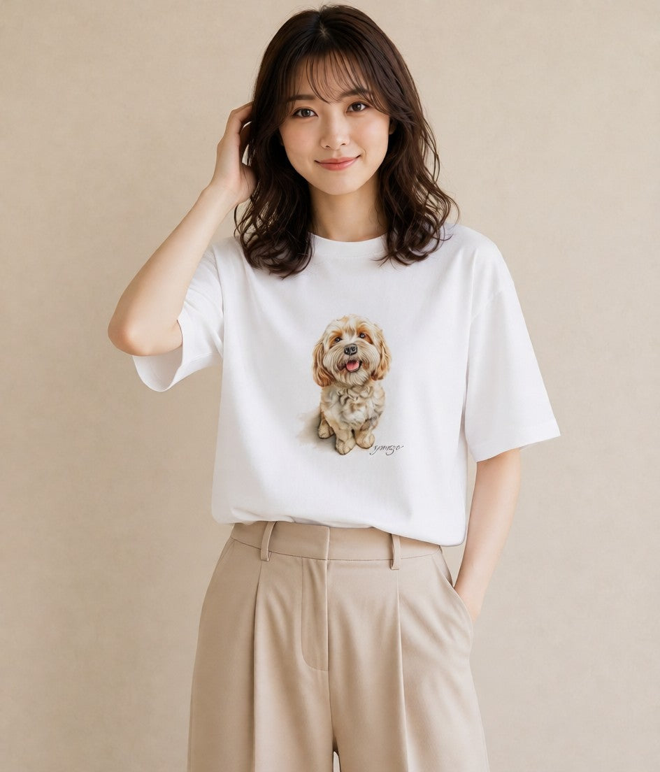 デザインTシャツ レディース 愛犬 犬 いぬ イラスト ポップ ギフト 母の日 白T YMAZO