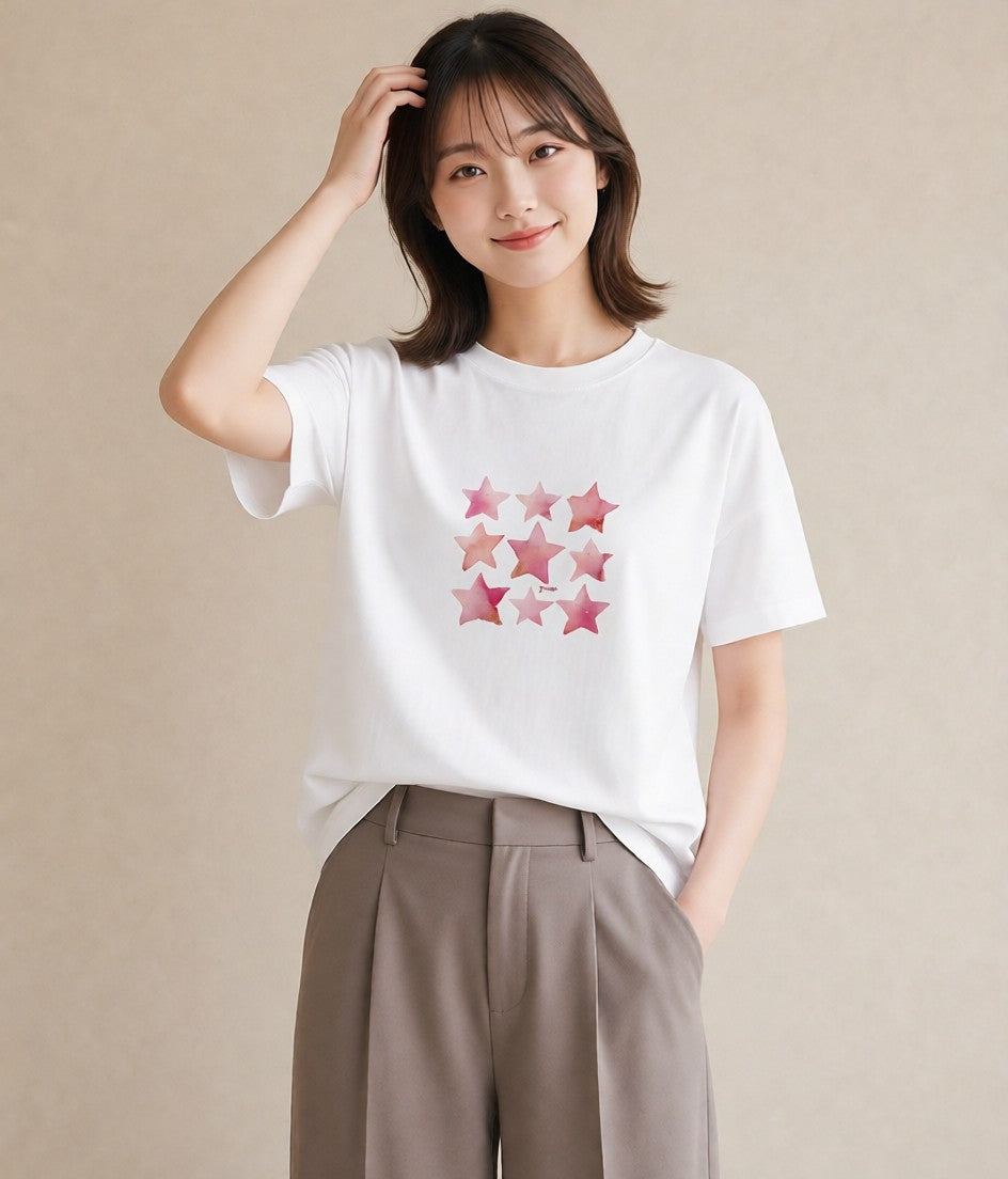 プリントTシャツ レディース 牡牛座 星空 宇宙 イラスト ラフ 母娘コーデ 自分用 白T YMAZO