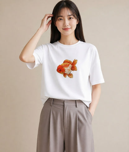 グラフィックTシャツ レディース たい焼き 食べ物 フード イラスト 淡色 普段着 週末コーデ 白T YMAZO