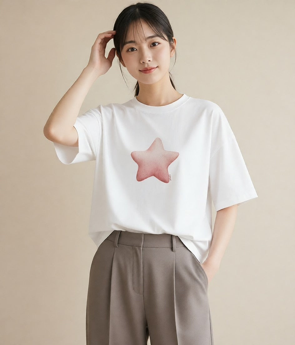 デザインTシャツ レディース 天の川 星空 宇宙 イラスト 手描き風 女性 旅行用 白T YMAZO
