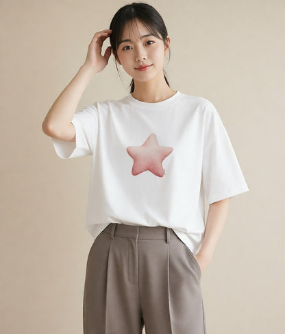 デザインTシャツ レディース 天の川 星空 宇宙 イラスト 手描き風 女性 旅行用 白T YMAZO