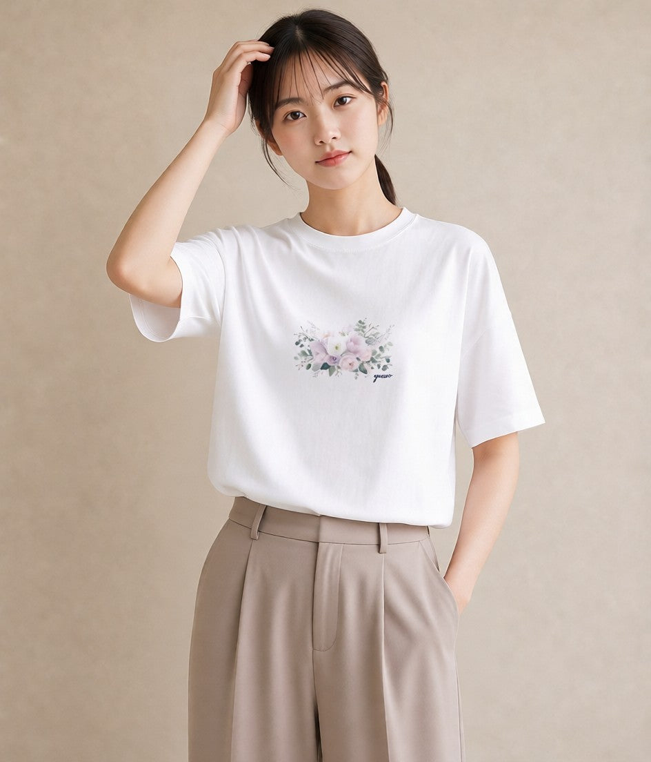 デザインTシャツ レディース 封蝋 手紙 アンティーク ナチュラル イラスト ミニマル 公園 ママ 白T YMAZO