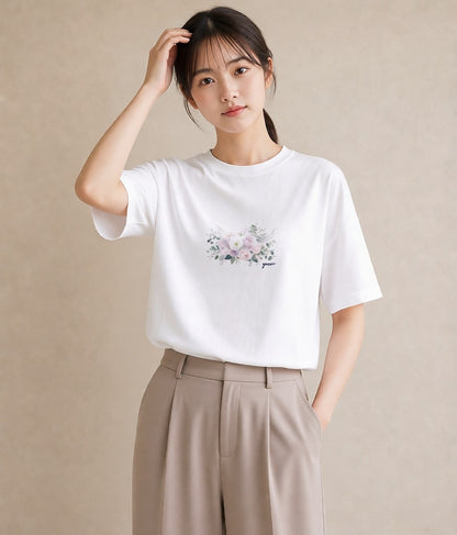 デザインTシャツ レディース 封蝋 手紙 アンティーク ナチュラル イラスト ミニマル 公園 ママ 白T YMAZO
