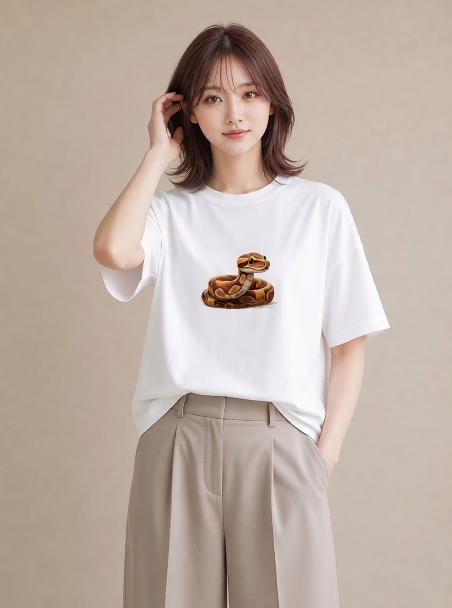 デザインTシャツ レディース レオパ ペット 動物 イラスト レトロ 秋コーデ おしゃれギフト 白T YMAZO