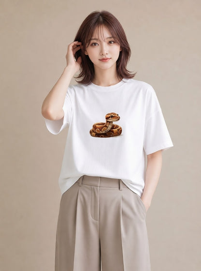 デザインTシャツ レディース レオパ ペット 動物 イラスト レトロ 秋コーデ おしゃれギフト 白T YMAZO