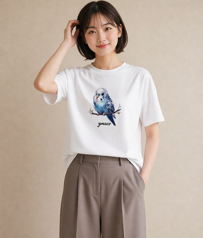 プリントTシャツ レディース ことり ペット 動物 イラスト ボタニカル お揃い 親子 白T YMAZO