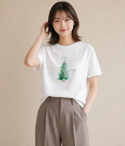 グラフィックTシャツ レディース 山 星空 宇宙 イラスト 部屋着 女性向けギフト 白T YMAZO