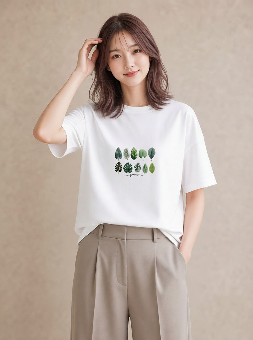 Tシャツ レディース モンステラ 植物 ボタニカル イラスト きれいめカジュアル 部屋着 女性向けギフト 白T YMAZO