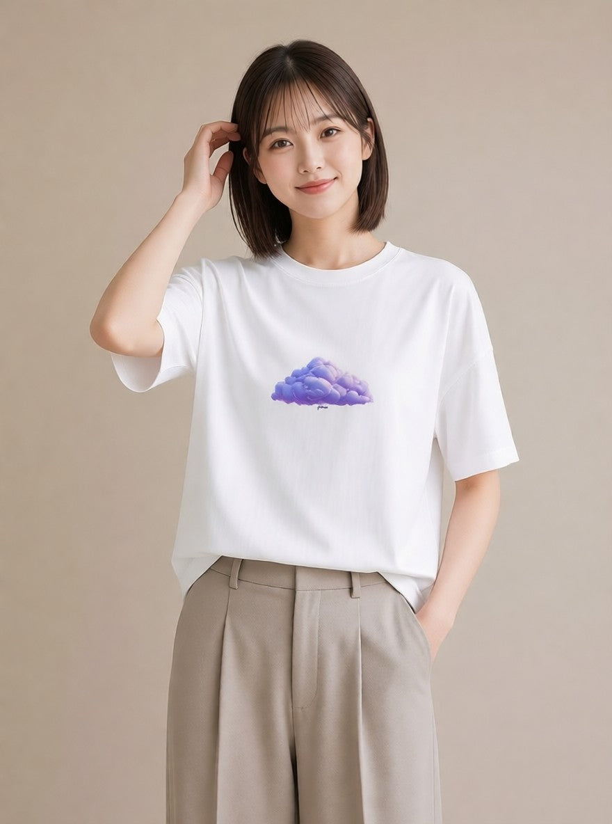 半袖Tシャツ レディース わたあめ 食べ物 フード イラスト 北欧風 ラフ レイヤード 白T YMAZO