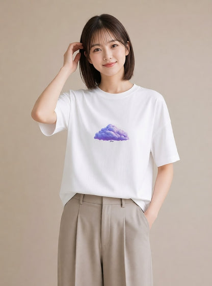 半袖Tシャツ レディース わたあめ 食べ物 フード イラスト 北欧風 ラフ レイヤード 白T YMAZO
