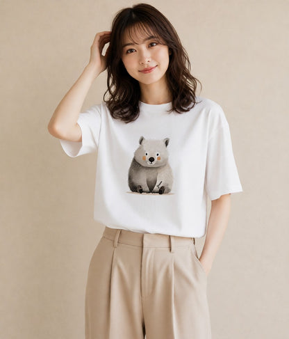 グラフィックTシャツ レディース キンクマハムスター ペット 動物 イラスト 北欧風 買い物 夏コーデ 白T YMAZO