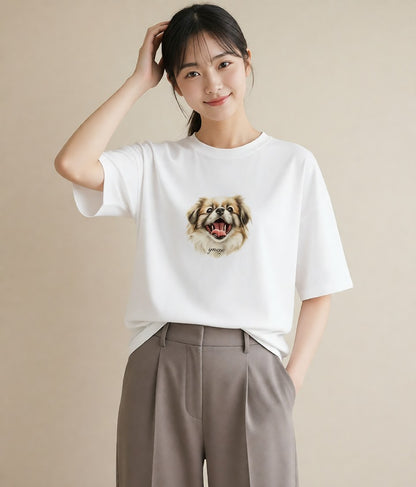 グラフィックTシャツ レディース 狆 犬 いぬ イラスト レトロ 姉妹 送別ギフト 白T YMAZO