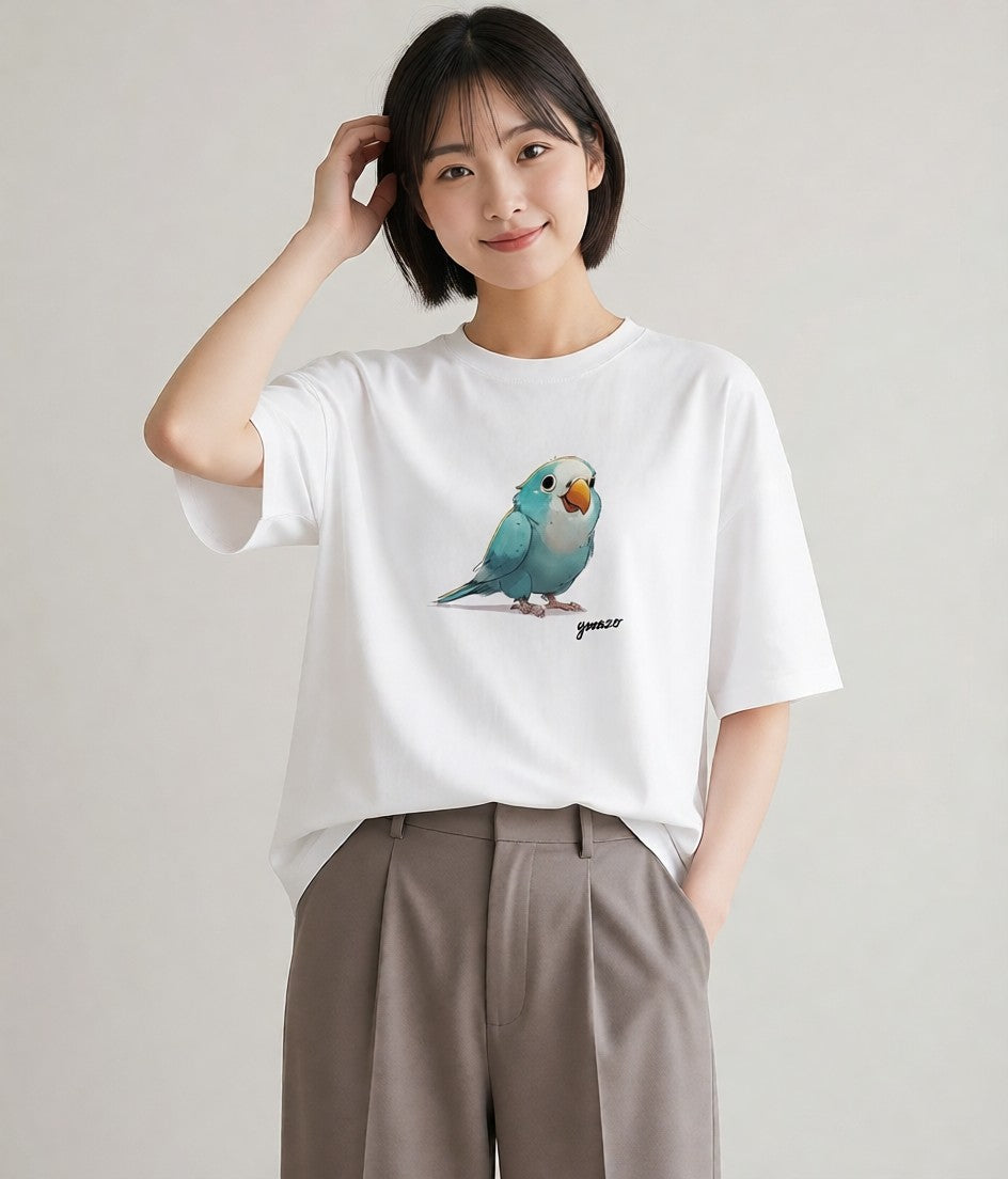 半袖Tシャツ レディース オカメインコ ペット 動物 イラスト モード 部屋着 女性向けギフト 白T YMAZO