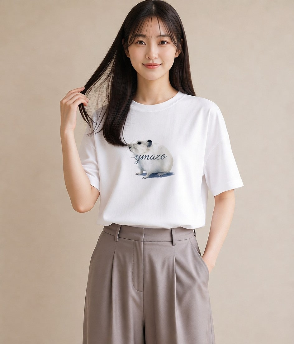 プリントTシャツ レディース シマリス ペット 動物 イラスト 旅行コーデ 女性向けギフト 散歩 白T YMAZO