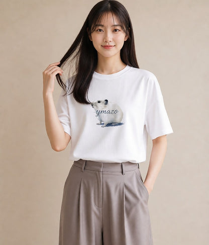 プリントTシャツ レディース シマリス ペット 動物 イラスト 旅行コーデ 女性向けギフト 散歩 白T YMAZO